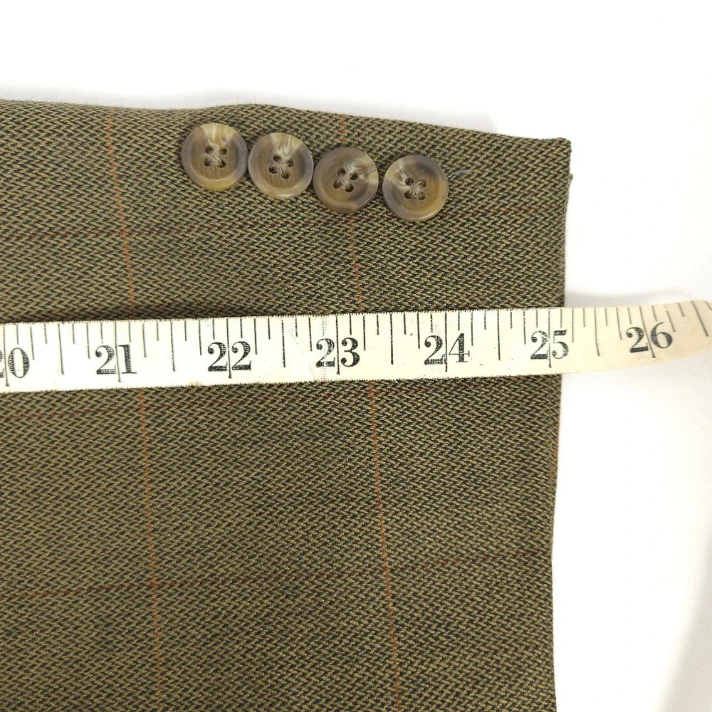 Chaps Ralph Lauren Men's Khaki Windowpane Wool Sport Coat‎ 46R Vintage